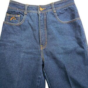 Vintage Jordache High-Waisted Jeans With Horse Embroidery & Contrast Stitching,